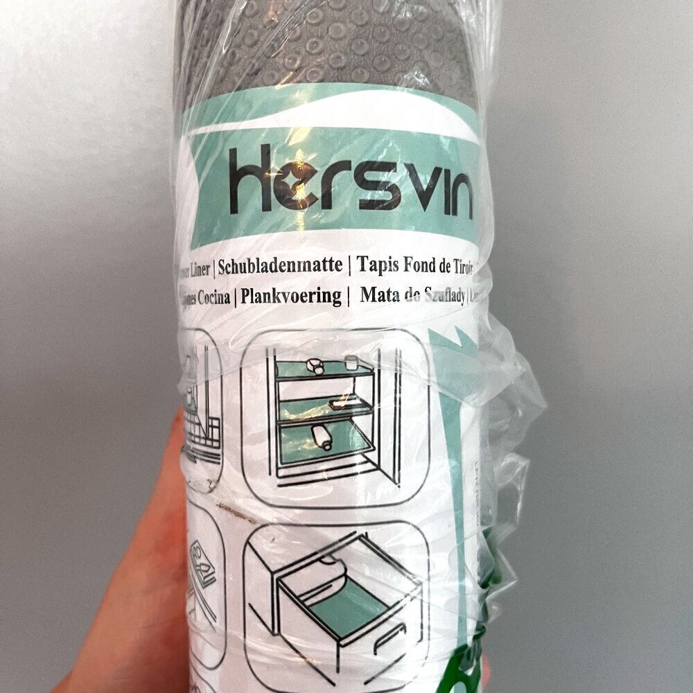 Hersvin Shelf Drawer Liners Non-Slip Light Grey 30x300cm NEW